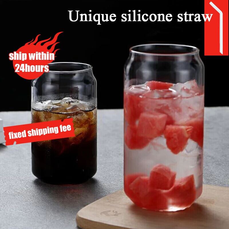 400-500Ml Creative Can Cola Shape Drinkware Tea Juice Milk Coffee Wine Drink Glass Cup Durable Water Container With Straw Lid